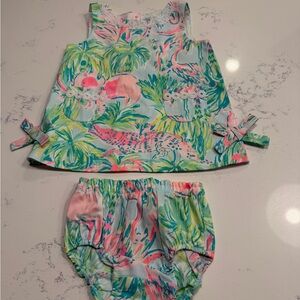 Lilly Pulitzer Pink and Green Diaper Cover Set